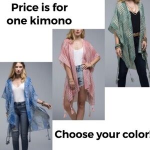Boho Cotton Kimono Duster Coverup Lightweight Wrap Tassels NEW